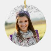 Silver Glitter Indigo Paars Fancy 16 Foto Keramisch Ornament (Achterkant)