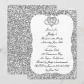 Silver Glitter Infinity Heart Bachelorette Party Kaart (Voorkant / Achterkant)