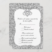 Silver Glitter Infinity Heart Response Kaart (Voorkant / Achterkant)