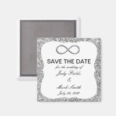 Silver Glitter Infinity Save the Date Magnet Magneet (Voorkant / Achterkant)