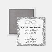 Silver Glitter Infinity Save the Date Magnet Magneet (Voorkant / Achterkant)