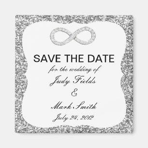 Silver Glitter Infinity Save the Date Magnet Magneet