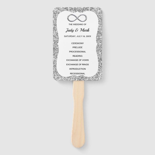 Silver Glitter Infinity Trouwprogramma Fans Handwaaier (Voorkant)