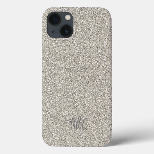 Silver Glitter INITIALEN Glam Luxury Modern Cool Case-Mate iPhone Case (Achterkant)