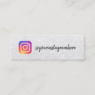 Silver glitter Instagram logo social media script Contactkaartje