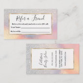 Silver Glitter Iridescent Holographic Gradient Aanbevelingskaartje (Voorkant / Achterkant)