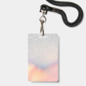 Silver Glitter Iridescent Holographic Gradient Badge (Achterkant met lanyard)