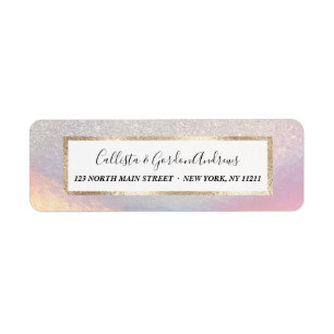 Silver Glitter Iridescent Holographic Gradient Etiket