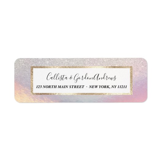Silver Glitter Iridescent Holographic Gradient Etiket (Voorkant)