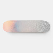 Silver Glitter Iridescent Holographic Gradient Skateboard (Horizontaal)