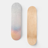 Silver Glitter Iridescent Holographic Gradient Skateboard (Voorkant)
