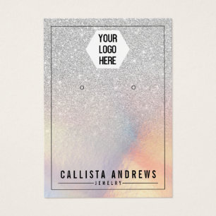 Silver Glitter Iridescent Logo Veroorbaar beeldsch Visitekaartje