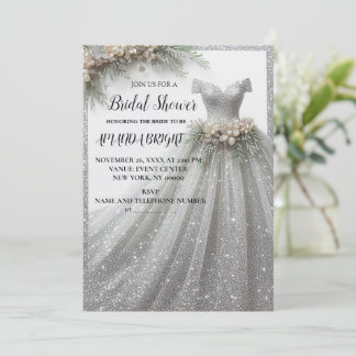 Silver Glitter jurk bruids douche uitnodiging