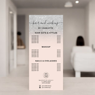 Silver glitter kalligraphy hair makeuup price reclamekaart