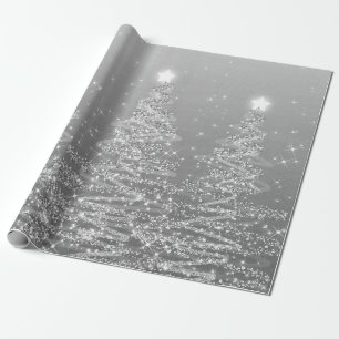 Silver Glitter kerstbomen Holiday Cadeaupapier