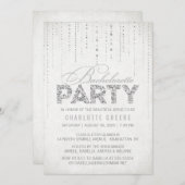 Silver Glitter Kijk Bachelorette Party Uitnodiging (Voorkant / Achterkant)