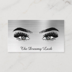 *~* SILVER Glitter Lashes QR Brows Extensions Visitekaartje
