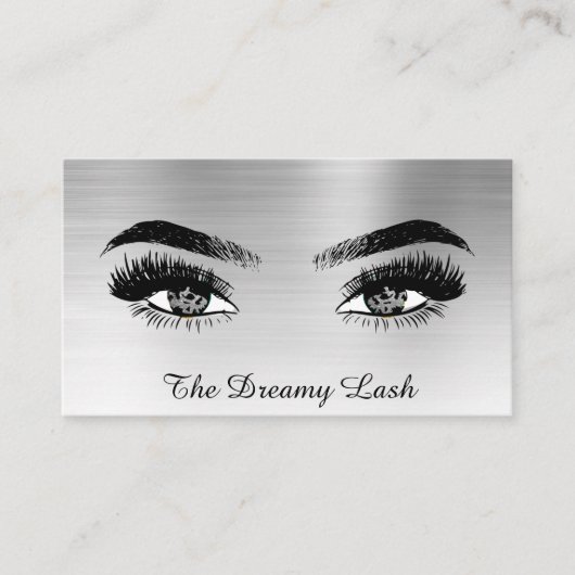 *~* SILVER Glitter Lashes QR Brows Extensions Visitekaartje (Voorkant)