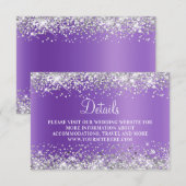 Silver Glitter Lavender Paars Weddenschap Details Informatiekaartje (Voorkant / Achterkant)