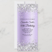 Silver Glitter Lavender Satin 50th Birthday Kaart (Voorkant)