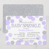 Silver Glitter Lavender Scattered Stippen Baby sho Kaart (Voorkant / Achterkant)