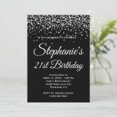 Silver Glitter Leopard Border Black 21st Birthday Kaart (Staand voorkant)