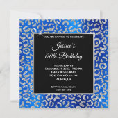 Silver Glitter Leopard Royal Blue Folie Birthday Kaart (Voorkant)