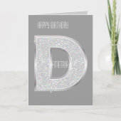 Silver Glitter Letter D Kaart (Voorkant)