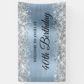 Silver Glitter Light Blue Folie Birthday Welcome Spandoek (Verticaal)