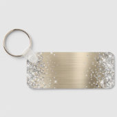 Silver Glitter Light Gold Folie Fancy Monogram Sleutelhanger (Achterkant)