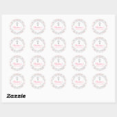 Silver Glitter Light Roze Stripes First Commune Ronde Sticker (Vel)