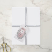 Silver Glitter Lijst Pink Bow doop Cadeaulabel (Met Touw)