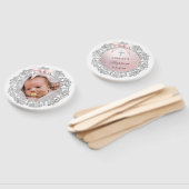 Silver Glitter Lijst Pink Bow doop Handwaaier (Niet-gemonteerd)