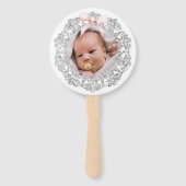 Silver Glitter Lijst Pink Bow doop Handwaaier (Voorkant)