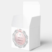 Silver Glitter Lijst Pink Bow Doop Kubus Bedankdoosjes (Geopend)