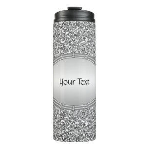Silver Glitter Lijst Thermische Tumbler Thermosbeker