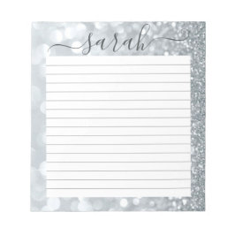 Silver Glitter Lined Personalized Notitieblok