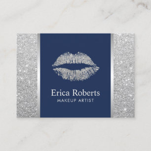Silver Glitter Lips Makeup Artist Appointment Afsprakenkaartje