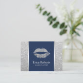 Silver Glitter Lips Makeup Artist Appointment Afsprakenkaartje (Staand voorkant)