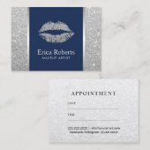 Silver Glitter Lips Makeup Artist Appointment Afsprakenkaartje (Voorkant / Achterkant)