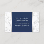 Silver Glitter Lips Navy Blue Elegant Marble Visitekaartje (Achterkant)