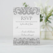 Silver Glitter Look Bruiloft RSVP Kaarten