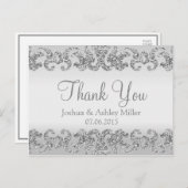 Silver Glitter Look Dank je Briefkaart (Voorkant / Achterkant)