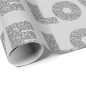 Silver Glitter Love Cadeaupapier (Rol Hoek)