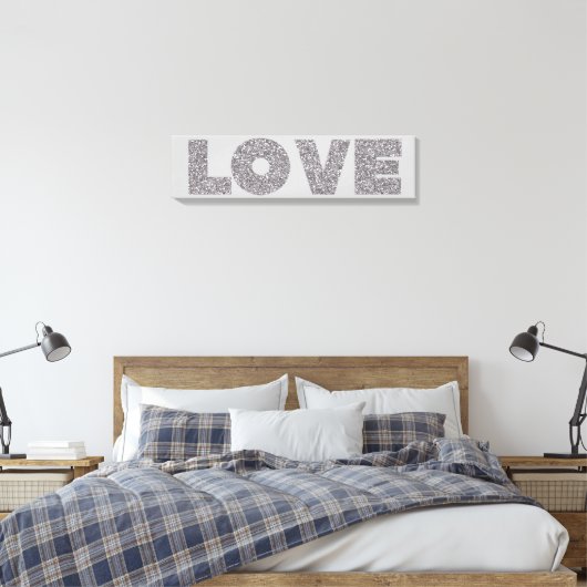 Silver Glitter Love Canvas Afdruk (Insitu (Slaapkamer))