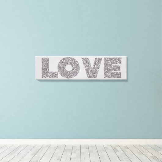 Silver Glitter Love Canvas Afdruk (Insitu (Houten vloer))