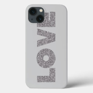 Silver Glitter Love iPhone 13 Hoesje