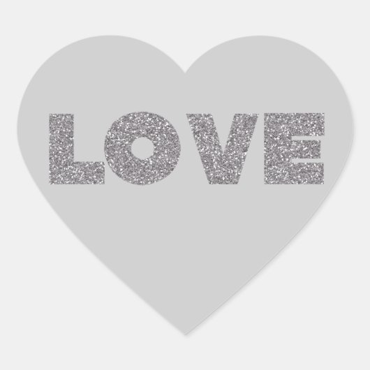 Silver Glitter Love Hart Sticker (Voorkant)