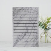 Silver Glitter Marble Glam Trendy Modern Briefpapier (Staand voorkant)