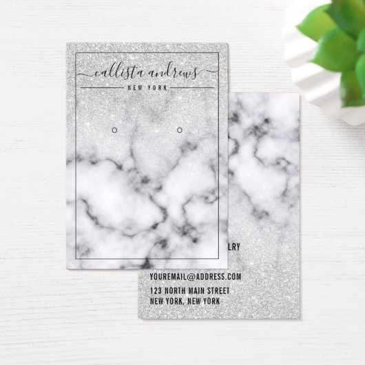 Silver Glitter Marble Ombre Earring Display Kaart (Bureau)